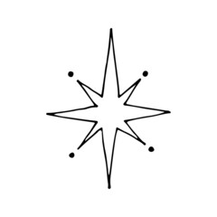 Star line. Shine of a heavenly body. Mystery of the night sky. A magical symbol of light in darkness. Space constellation. Hand drawn vector doodle illustration. Simple outline element.