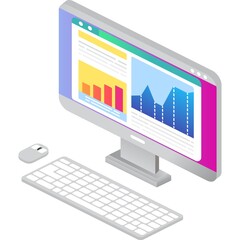 Online site statistics vector 3d computer icon