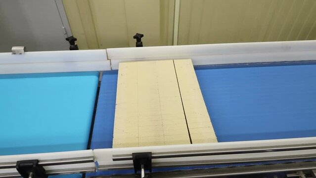 conveyor in the confectionery shop for the production and assembly of chocolate wafers