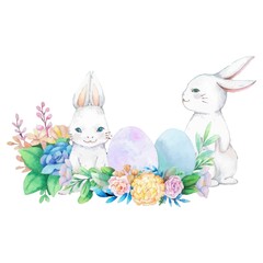 Happy easter watercolor decoration for design. Vector illustration.