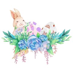 Happy easter watercolor decoration for design. Vector illustration.