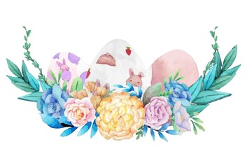 Easter eggs watercolor decoration for design. Vector illustration.