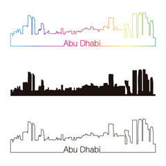 Abu Dhabi skyline linear style with rainbow