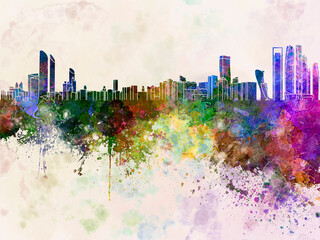 Obraz premium Abu Dhabi skyline in watercolor background
