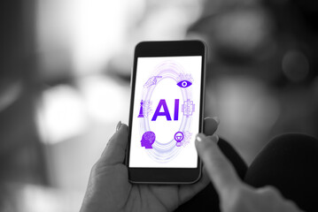 Fototapeta premium Artificial intelligence concept on a smartphone