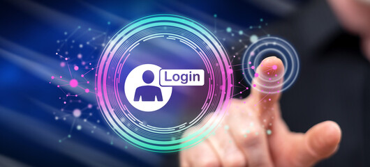 Man touching a login concept