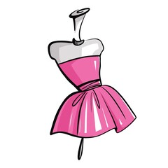 Fashion silhouette, symbol. Pink top on a mannequin. Illustration