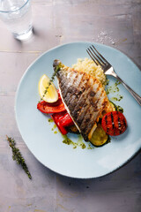 Grilled Sea ​​bream fillet with vegetables