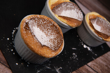 Dessert, Grand Marnier souffle recipe in a bowl. High quality photo