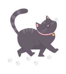 Walking cat. Cute Animal Pet. Vector illustration