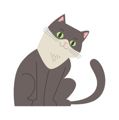Playful Cat Cute Pet. Vector illustration