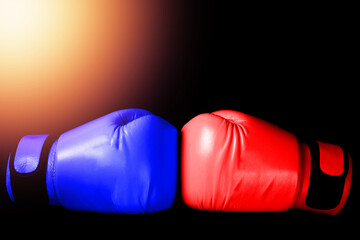 pink Boxing glove in punching  in black background in woman concept