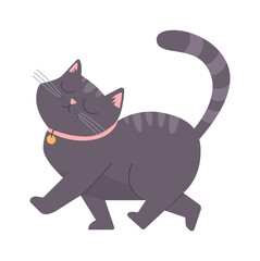 Walking cat. Cute Animal Pet. Vector illustration