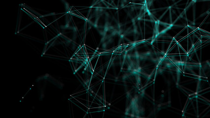 Network connection structure. Concept of hi tech and future. Communication and web concept. Big data visualization. Distortion of the digital stream. Damaged signal. 3d rendering.