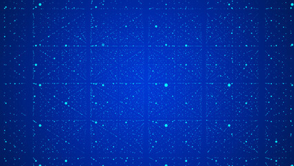 Abstract futuristic infinite flow of scientific data. Network structure of an array of points. Outer space background. Big data visualization. 3D rendering.
