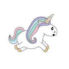 Cute unicorns. Colorful multi-colored illustration. White background