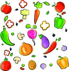hand-drawn-vegetable-collection | seamless pattern with vegetables
