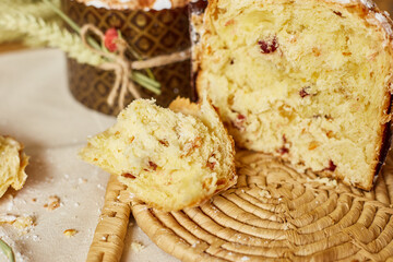 Happy Easter, A piece of cut Easter cake for the holiday