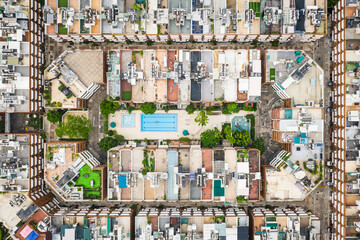 Amazing aerial view cityscape of Kowloon Tong, residential districk of Hong Kong, daytime