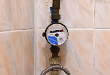 water meter in the apartment in the bathroom
