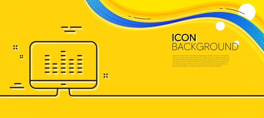 Naklejka na ściany i meble Music making line icon. Abstract yellow background. DJ app sign. Musical device symbol. Minimal music making line icon. Wave banner concept. Vector