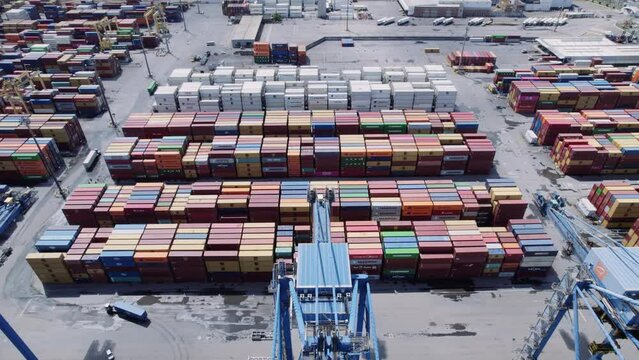 Aerial view of APM Terminals Navegantes and its urban surroundings