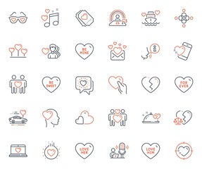 Love icons set. Included icon as Broken heart, Heart target and Friends couple web elements. Honeymoon travel, Love mail, Inclusion icons. Love him, Lgbt, Friends chat web signs. Friend. Vector