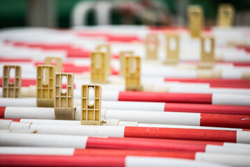 Group of fence in construction site, nobody