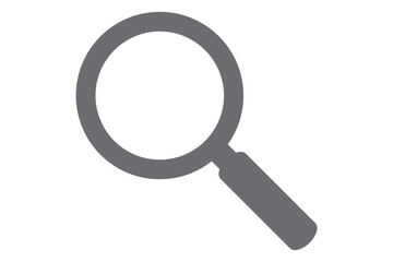 Grey magnifying glass icon isolated on white. Search icon in flat style. Trendy magnifying glass icon for search and zoom symbol, sign, ui, web site and magnifier logo. Modern magnifying glass vector