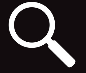 White magnifying glass icon isolated on black. Search icon in flat style. Trendy magnifying glass icon for search and zoom symbol, sign, ui, web site and magnifier logo. Modern magnifying glass vector
