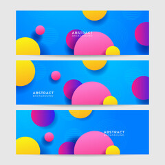 Modern blue abstract web banner background creative design. Banner design with square, triangle, circle, halftone, and dots. Vector abstract graphic design banner pattern background template.