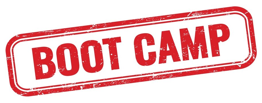 BOOT CAMP text on red grungy stamp.