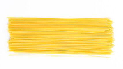 One heap of raw long spaghetti isolated on white background.
