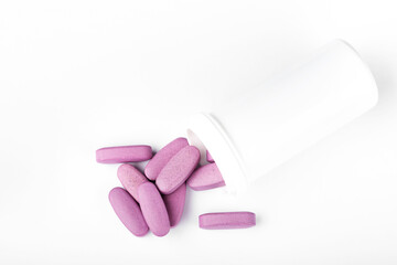 Tablets in a jar. Medicine for pain.Medicine concept