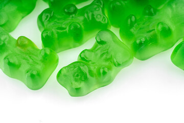 Gummy bears candies. Gummy bears isolated on a white background. Jelly bears candies.