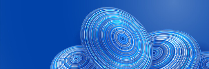 Modern blue abstract web banner background creative design. Banner design with square, triangle, circle, halftone, and dots. Vector abstract graphic design banner pattern background template.