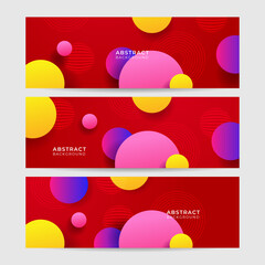 Modern colorful red orange abstract web banner background creative design. Banner with square, triangle, circle, halftone, and dots. Vector abstract graphic design banner pattern background template.