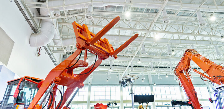 Close up of forklift arm