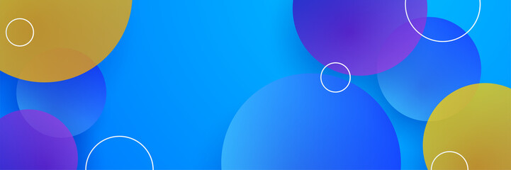 Modern colorful blue abstract geometric banner background. Tech banner with square, triangle, circle, and geometric shapes. Vector abstract graphic design banner pattern background template.