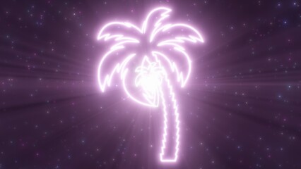 Aesthetic Palm Tree Vaporwave Shape Outline Glow Neon Lights Tunnel - Abstract Background Texture