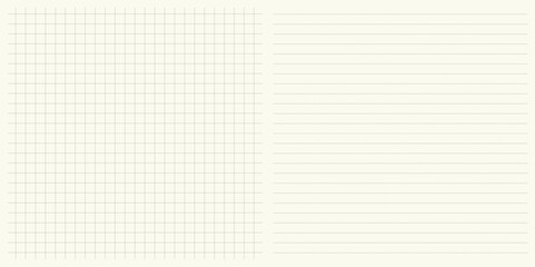 Small pieces of dotted squared paper vector set illustration. Dotted line grid square and horizontal lines pattern beige colour background. Message, memo notes, diary, reminder, copy space ideas.