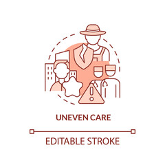 Uneven care terracotta concept icon. Lack of access to primary care factor abstract idea thin line illustration. Isolated outline drawing. Editable stroke. Arial, Myriad Pro-Bold fonts used