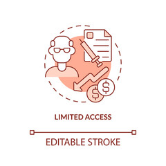 Limited access terracotta concept icon. Lack adequate health insurance abstract idea thin line illustration. Isolated outline drawing. Editable stroke. Arial, Myriad Pro-Bold fonts used