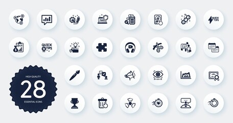 Set of Education icons, such as Chemical formula, Fake internet and Calendar flat icons. Interview job, Dog leash, Recovery trash web elements. Infographic graph, Quick tips, Plan signs. Vector
