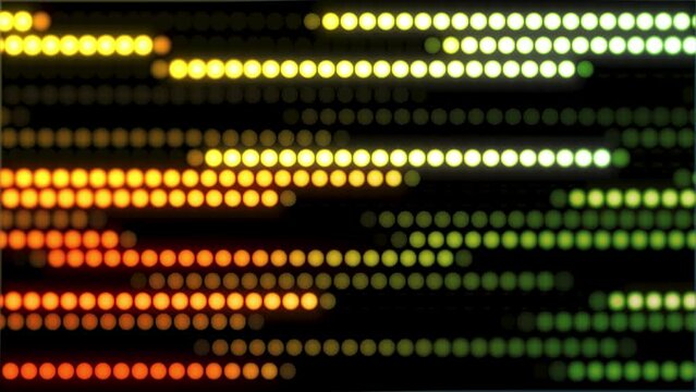 The movement of the strips of round multi-colored LEDs