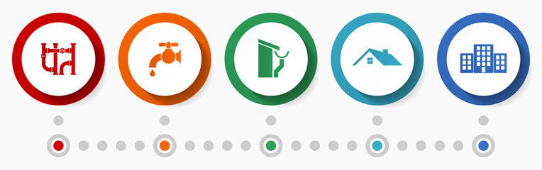 Home construction, installation concept vector icon set, infographic template, flat design web buttons