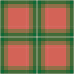 Plaid check patten in green, red and white.