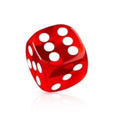 red playing dice isolated on a white background