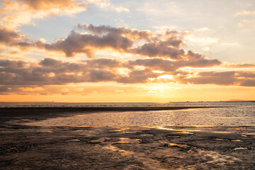 Beautiful sunrise at the Caspian Sea.