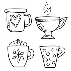 simple doodle illustration of cozy cups. Vector illustration